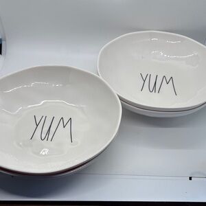 Rae Dunn White 'YUM' Melamine Bowls